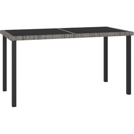 vidaXL Table à dîner de jardin Gris 140x70x73 cm Résine tressée (1/5)