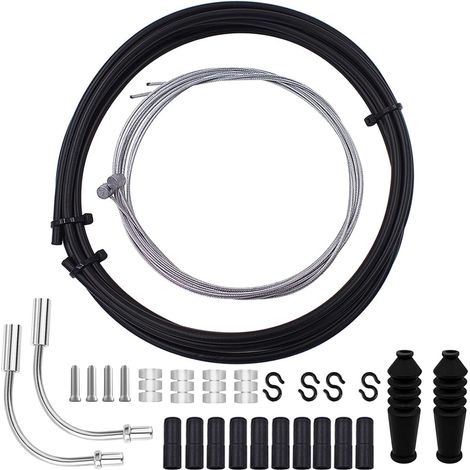 Kit Câble Frein Vélo - 2 Câbles Acier 1,7m Et Gaine 2,5m - Revêtement PVC Pour VTT (1/5)