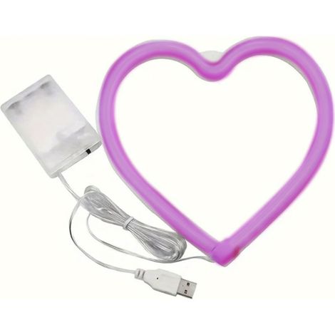 Corazón LED Luminoso Pilas 3xAA Color Fucsia 29 cm Alto - SpazioLuzio
