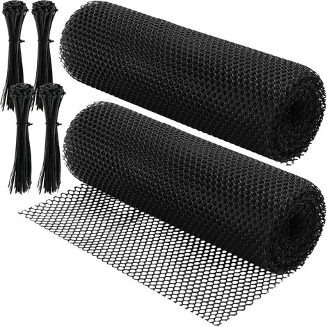 Lot de 2 rouleaux de grillage en plastique pour poulailler - 30 cm x 10 m - Revêtement noir - Pour jardin et volaille (1/5)
