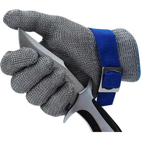 Gant de boucher résistant aux coupures de niveau 9 - en maille d'acier inoxydable avec fil métallique durable et antirouille (XL) (1/5)