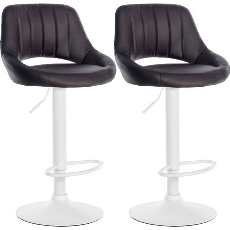 Set da 2 sgabelli da bar Milet in similpelle marrone Metallo bianco opaco