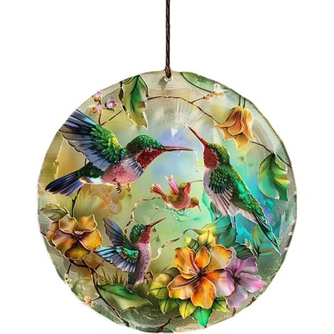 Ornement Colibri en Acrylique Décoration Rustique Ferme Attrape- Fête Des Mères Exprime Gratitude Pour Amoureux D'Oiseaux, Intérieur Extérieur, Salon, Cuisine, Jardin, Balcon, Déco Maison, (1/5)