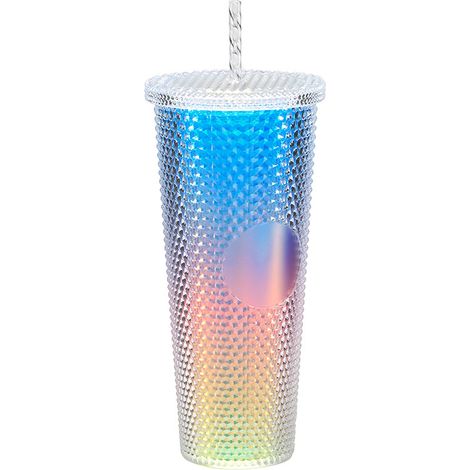 Gobelet à paille en plastique double couche, grande capacité, à motif durian et dégradé de couleurs, très populaire. (1/5)