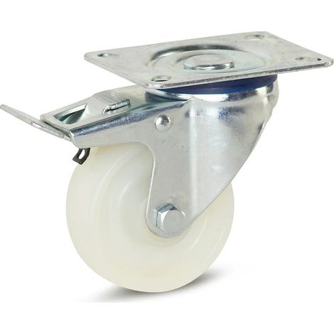 Roue pivotante freinée - MESO - Nylon - Platine - 80mm - 150kg