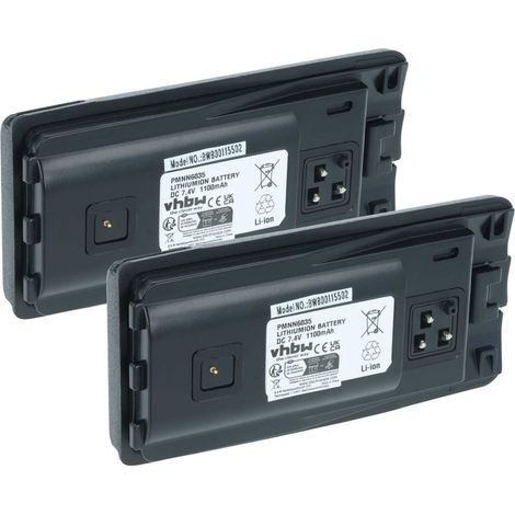 vhbw 2x Akku Ersatz für Motorola RLN6305B, RLN6305C, RLN6305D für Funkgerät, Walkie Talkie (1100 mAh, 7,4 V, Li-Ion) + Gürtelclip