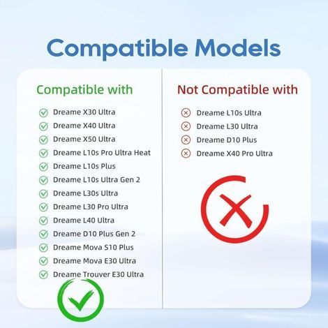 12 Sacs à poussière compatibles avec Dreame X40 X50 L40 L40s Pro Ultra / D10 Plus Gen 2 / L10s Ultra Gen 2 / L10s Pro Ultra Heat / L10s Plus, pour Mova E30 / P50 Pro Ultra (PAS pour D10 Plus) (1/3)