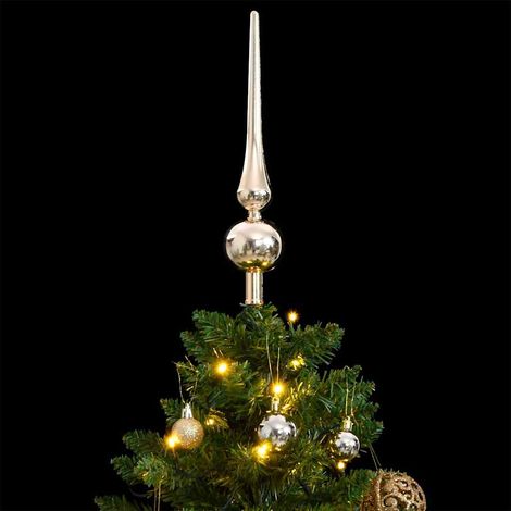 Albero Natale  Albero natalizio  Albero festivo Incernierato con 150 LED e Palline 120 cm (1/5)