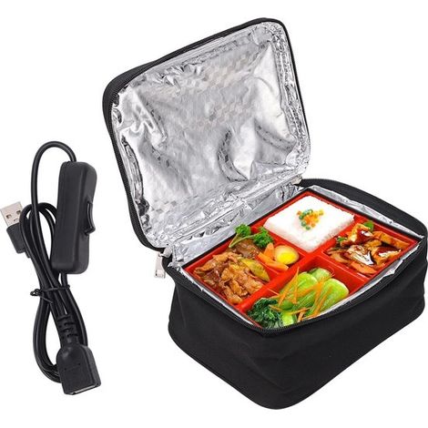 Fiambrera eléctrica portátil con horno, Calentador USB, bolsa de almuerzo eléctrica con forro de papel de aluminio para la oficina o el trabajo (1/5)