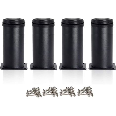 4 Pieds Noir Réglables 120 Mm De Hauteur Épaissir Les Pieds D'armoire Pieds De Table Pieds De Meubles, Acier Inoxydable Hauteur Réglable 0-15 Mm Venez Avec Des Vis En Acier Inoxydable