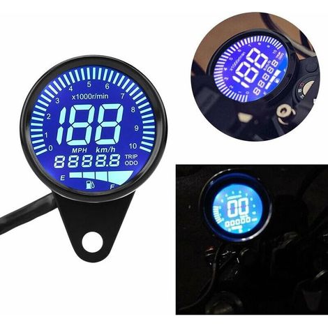 Tachimetro per moto, contachilometri digitale universale a LED, contagiri, contagiri, contachilometri, tachimetro, nero (1/4)