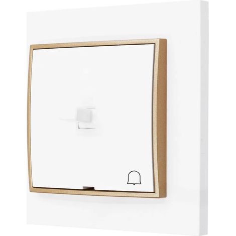 Interruttore a campanello, stile USA, Karlik mini, bianco/oro (1/3)