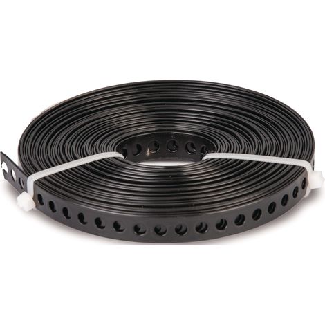 Lochband Bande-B12x0,8mm L.10m zinguée,revêtue de ku. noir GAH