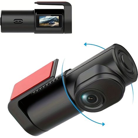 1080p Front-Dashcam, 360°-WLAN-Überwachung, Mini-Smart-Kamera mit 1-Zoll-IPS-Bildschirm, Loop-Aufnahme, Park-DVR. (1/5)