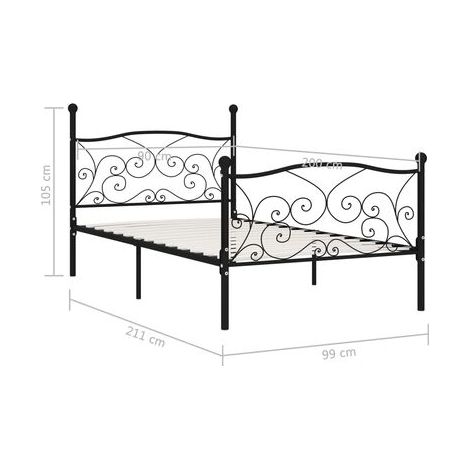 Cadre de lit sans matelas, sommier métallique recouvert de neige, 90 × 200 cm, structure métallique résistante, meuble de chambre, design contemporain, montage facile (1/5)