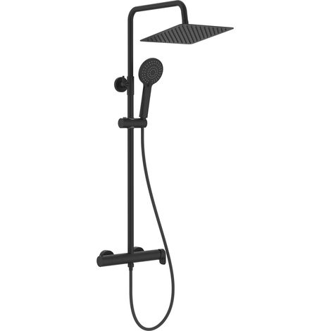Columna de ducha monomando con altura regulable - Plus Square - VEGA PLUS - ROCA Color: Negro mate