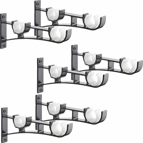 Support de tringle à rideau double en aluminium noir – Capacité jusqu'à 50 kg – Design antidérapant pour tringles de 25 à 28 mm – Installation facile (1/5)