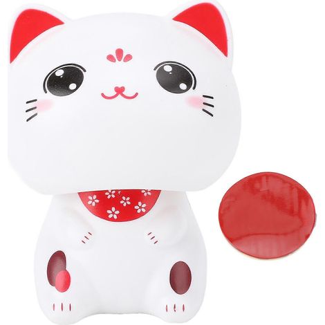 Chat porte-bonheur solaire qui hoche la tête, ornement de voiture innovant, décoration intérieure auto, chat qui salue, figurine solaire pour tableau de bord, porte chance. (1/5)
