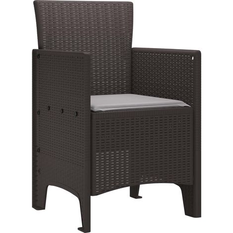 Chaise de jardin 2 lot de 2 Chaises d'extérieur Marron 53 x 49 x 85 cm Polypropylène (1/5)