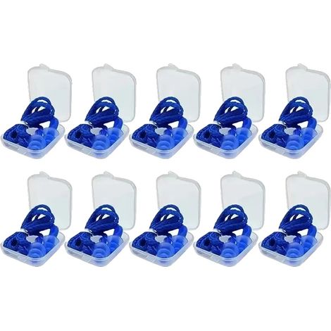 Tapones para los oídos con reducción de ruido, diseño reutilizable, ajuste cómodo, 10 pares, color azul. (1/2)