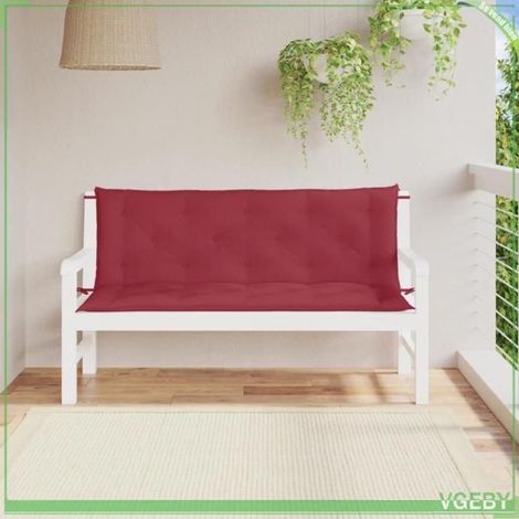 Coussins de banc de jardin - FAFEISY - 361706 - Lot de 2 - Rouge bordeaux - Tissu Oxford déperlant (1/5)