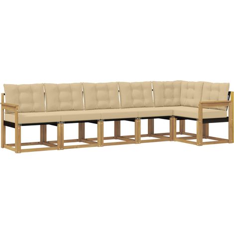 Conjunto de sofás de exterior con cojín 6 pcs y Beige vidaXL