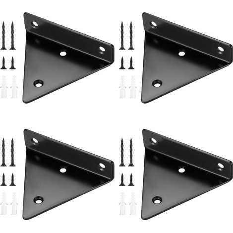 4 Pièces Supports d'étagère Flottants, Supports à Tablettes Muraux Triangulaires Invisibles, Equerre Etagere Murale Métal pour étagère (1/5)