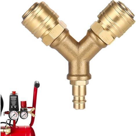 Raccord Rapide Air Comprimé,Accessoires Compresseur D'Airdistributeur D'Air Comprimé, 1/4 Pouce Raccords Comprimé à 2 Voies Connecteur De Tuyau En Y - (1/5)