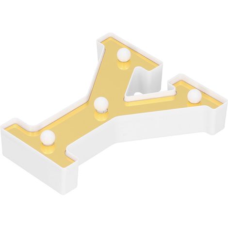 Lampe alphabet dorée en forme de Y, idéale pour une demande en mariage, un anniversaire ou toute autre fête. Couleur blanc chaud. (1/5)