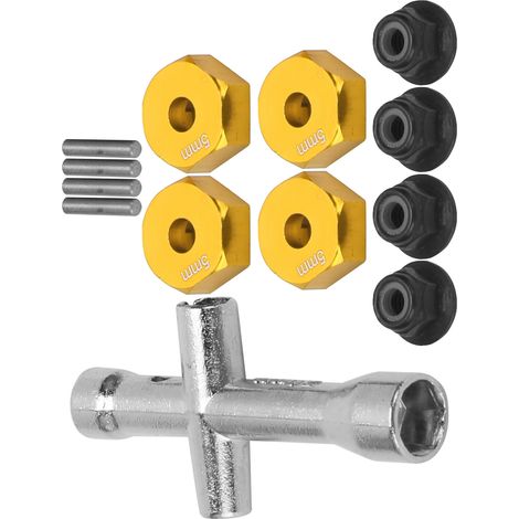 Adaptateur Hexagonal 12mm pour Modèles RC 1/10, Clé M4 à Six Pans avec Fixations Sécurisées, 5mm d'Épaisseur (Finition Dorée) (1/5)