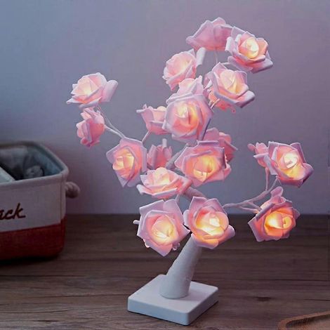 Tischleuchte Rosenbonsai-Baumlampe mit 24 LEDs, batteriebetrieben, dekorative Leuchte für Wohnzimmer und Schlafzimmer