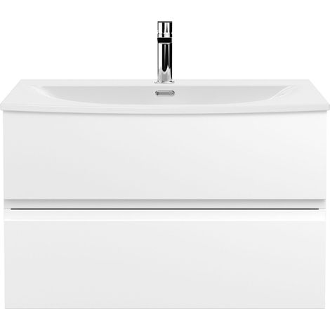 Hudson Reed Urban Wall Hung 2-Drawer Vanity Unit with Basin 4 Satin White - 800mm Wide (1/5)