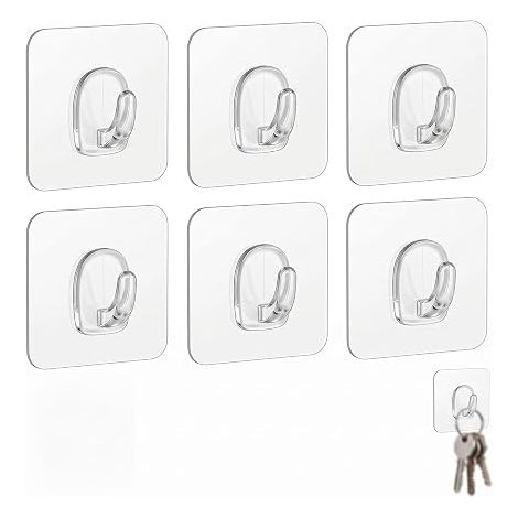 Crochets Transparents, Crochet Mural pour Cuisine et Salle de Bain, Patère Autocollante pour Serviettes et Ustensiles, Support Mural en Plastique