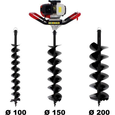 SURICUT - Tarière thermique SEMI-PROFESSIONNELLE 62 cm3 + lot de 3 mèches (100, 150 et 200 mm) (1/5)