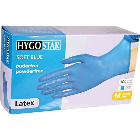 HYGOSTAR Latexhandschuhe Soft Blue puderfrei 100 Stück (1/2)