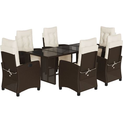 Maison Exclusive - Set da Pranzo da Giardino 7pz con Cuscini in Polyrattan Marrone (1/5)