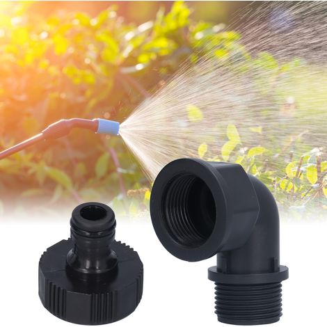 Adaptateur de Robinet pour Arrosage Flexible et Connecteur Directionnel en PVC - Ensemble de 2 avec Adaptateurs Laiton (Elbow Female/Male Thread Nipple) (1/5)