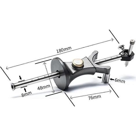 Ensemble d'outils de marquage pour le travail du bois, jauge de marquage à roue de 180 mm, outil de marquage à double usage compatible avec les lignes droites et courbes en menuiserie. (1/5)