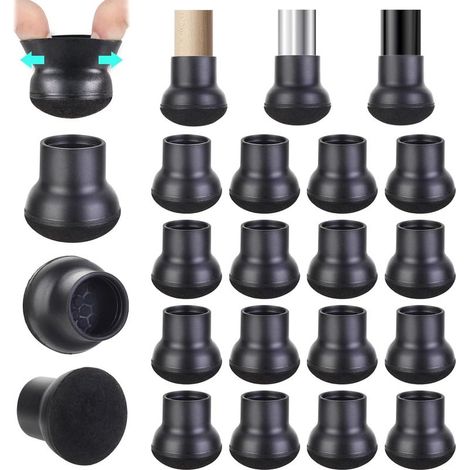 Protezioni per gambe di sedia, 16 pezzi, piccole protezioni per gambe di sedia in feltro nero, cuscinetti rotondi in silicone per sedia, tappi in gomma per gambe di sedia (adatti a: 20-25 (1/5)