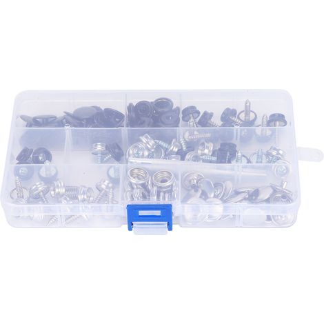 Kit de 40 attaches à pression pour bâche marine, toile de tente, outil de fixation avec fer à souder et vis, 10mm/15mm, noir/blanc (1/5)