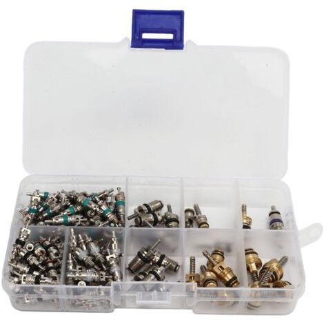 Núcleo de válvula de aire acondicionado, 134 piezas, núcleo de vástago de válvula de neumáticos de refrigeración compacto y preciso para automóviles, camiones, vehículos todo terreno y motocicletas. (1/4)