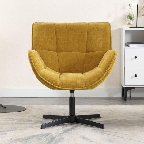 Loungesessel mit 360° Drehung, Chenille, Gelb (1/5)