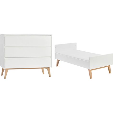 Lettino evolutivo 70x140 e cassettiera a 3 cassetti Pinio Swing Bianco e legno (1/5)