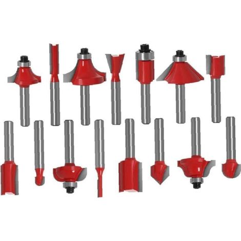 15pcs 1/4 Pouce Routeur Routeur Set Set Cutter Fraisage Droit pour Coupe du Bois (1/5)