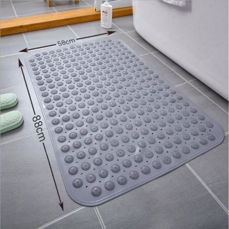 Tapis de Douche antidérapant Salle de bain Anti-moisissure 5888cm Tapis de Baignoire Lavable en Machine avec Ventouse (1/4)