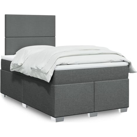 Boxspringbett mit Matratze Dunkelgrau 120x200 cm Stoff (1/5)