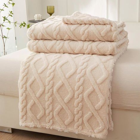 Couverture polaire, jeté de lit douillet, jeté de canapé chaud en flanelle pour toutes les saisons (blanc, 150 200 cm) (1/5)