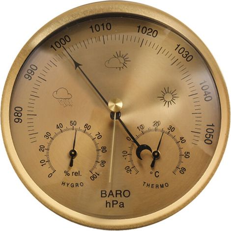 Baromètre analogique avec hygromètre et thermomètre, station météo 3 en 1 pour une utilisation en intérieur (1/4)