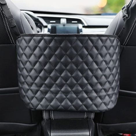 Car seat storage bag, car purse holder, large capacity leather seat back organizer (1/5)