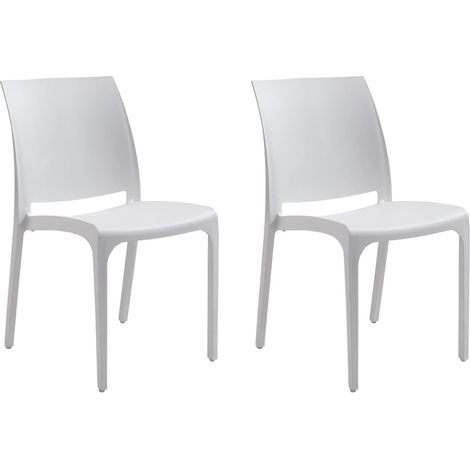 GLOUPIE Set 2 Sedie Volga In Polipropilene Bianco,54x46x81Cm,Peso 3,5Kg,Per Interno/Esterno,Made In Italy,Sedie Impilabili (1/5)